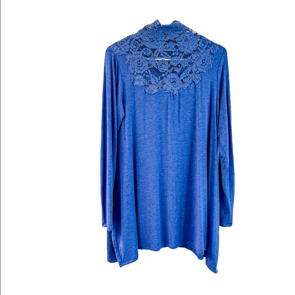 Soft Surroundings Blue Lace Mock Neck Long Sleeve Flowy Dress Medium - Picture 1 of 8